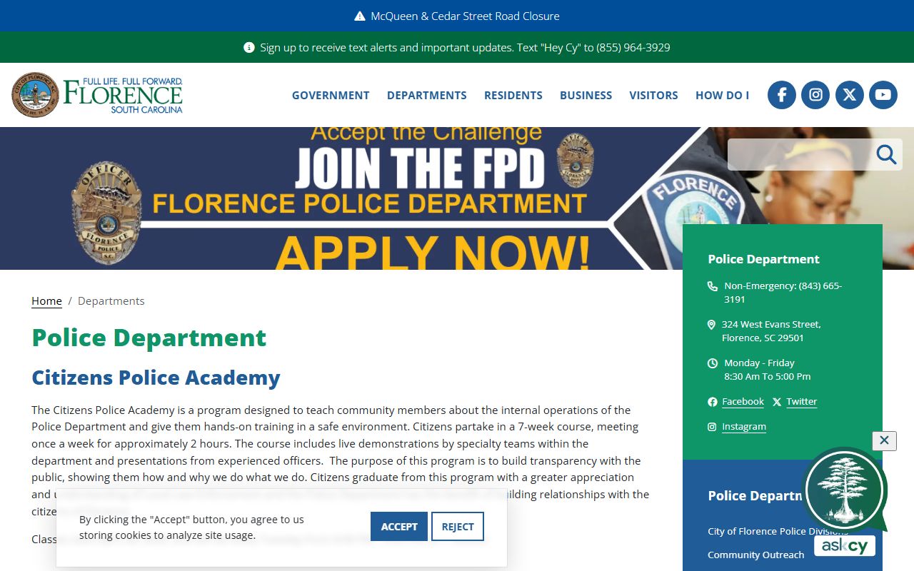 Florence Police Department records division