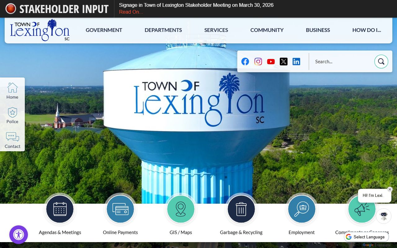 Town of Lexington website public records access