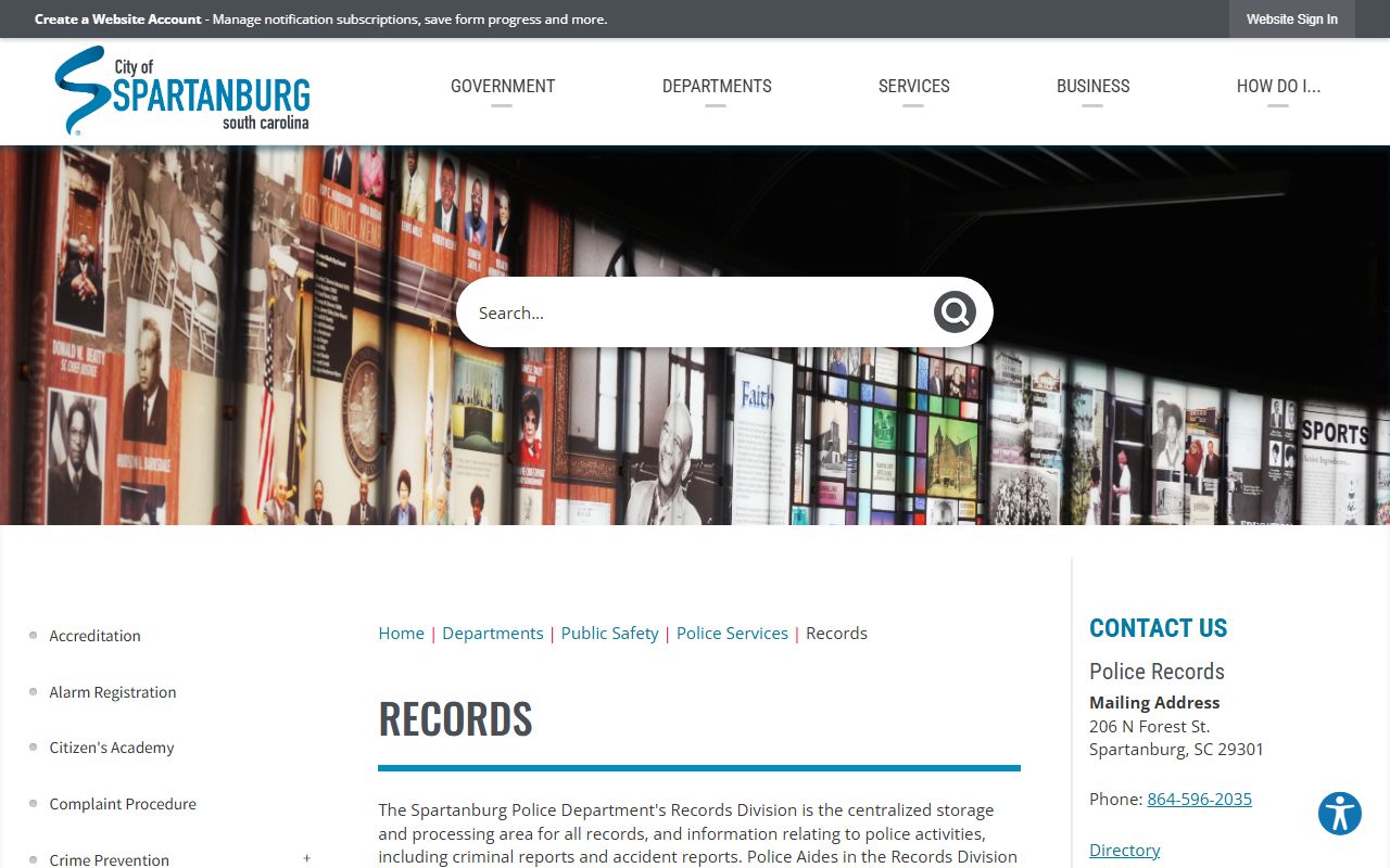 Spartanburg Police Department records division