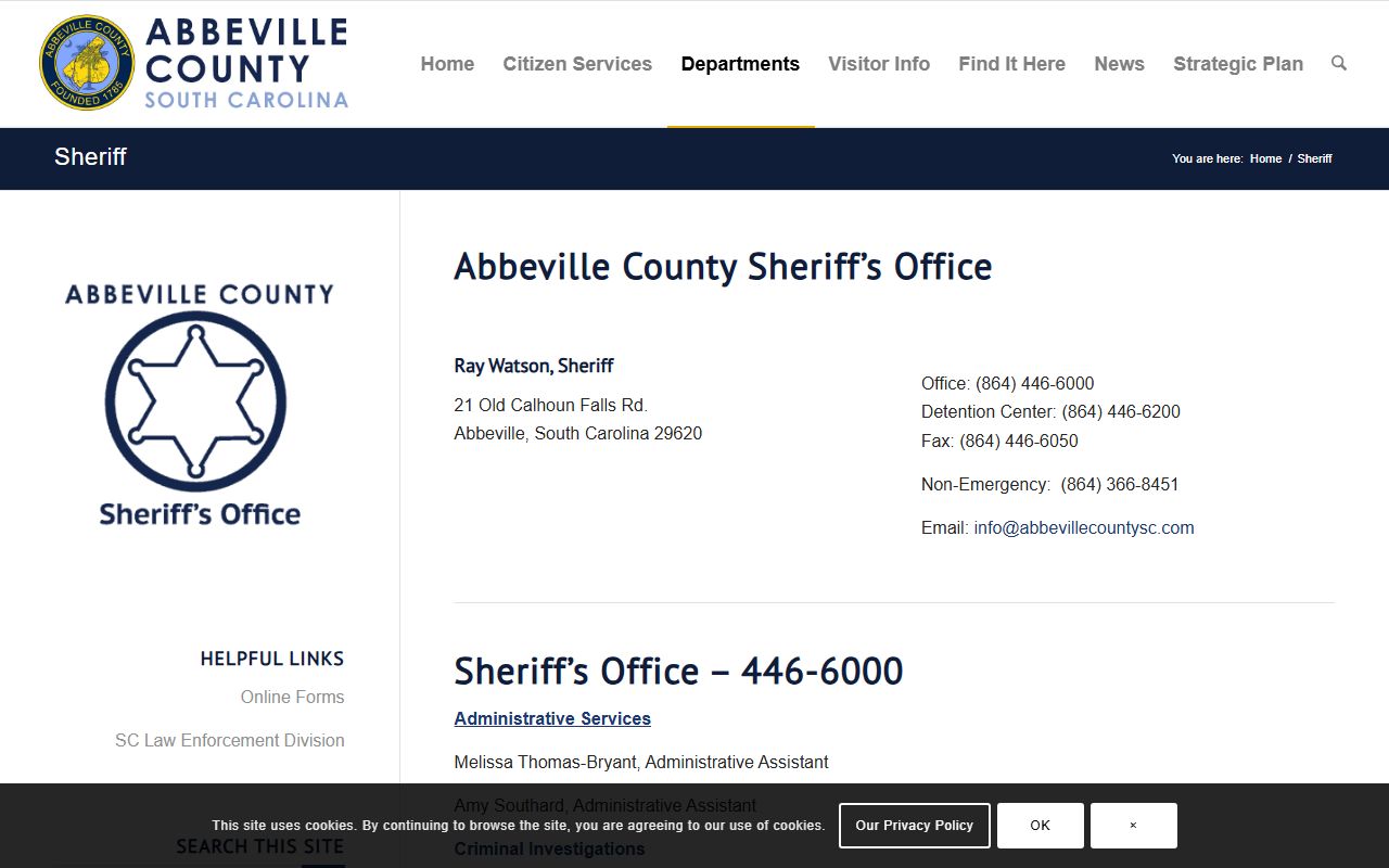 Abbeville County public records Sheriff's Office