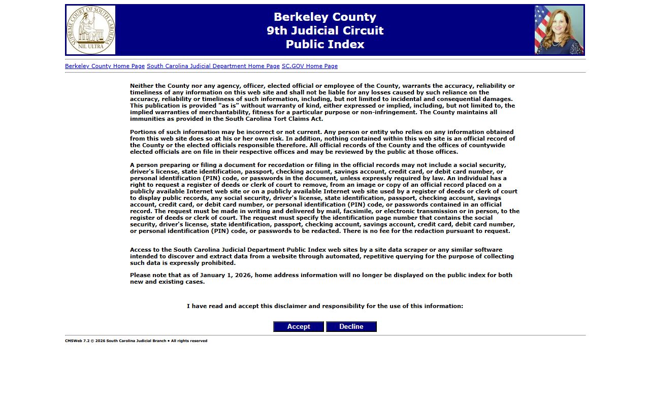 Berkeley County public records court index