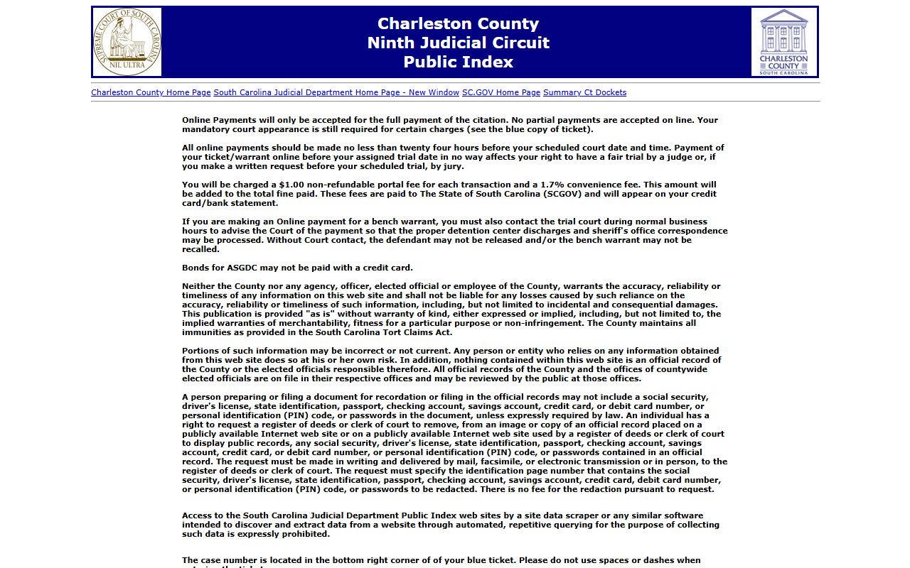 Charleston County public records court case search