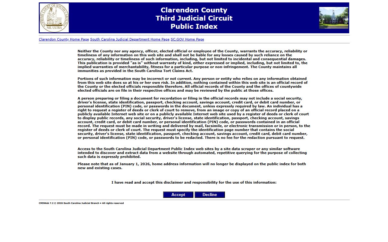 Clarendon County clerk of court public records