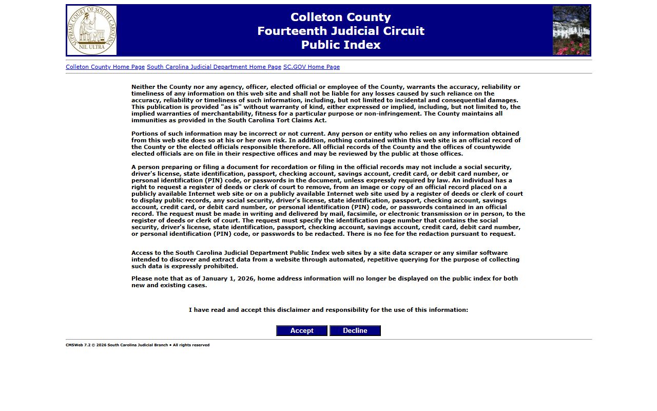 Colleton County clerk of court public records