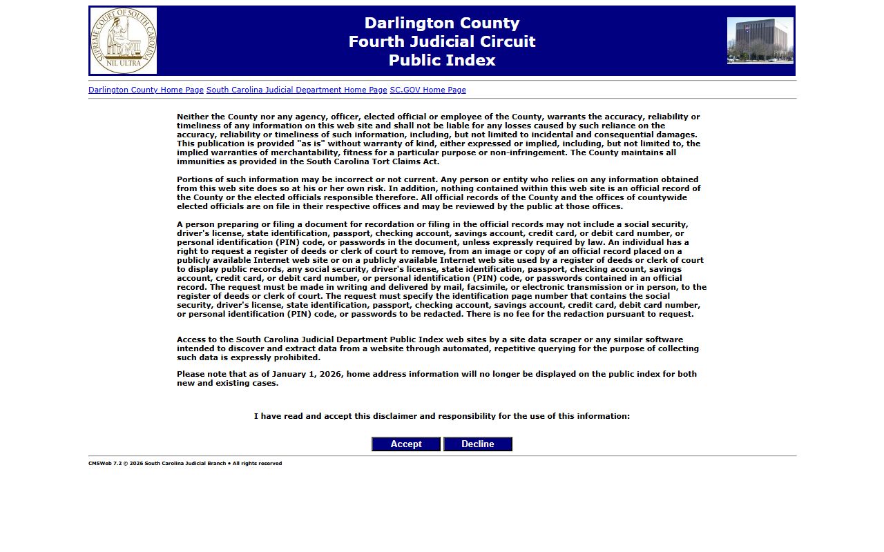 Darlington County clerk of court public records
