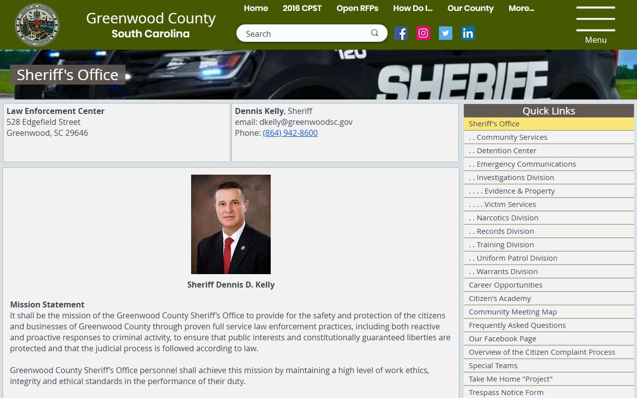 Greenwood County Sheriff public records and inmate search