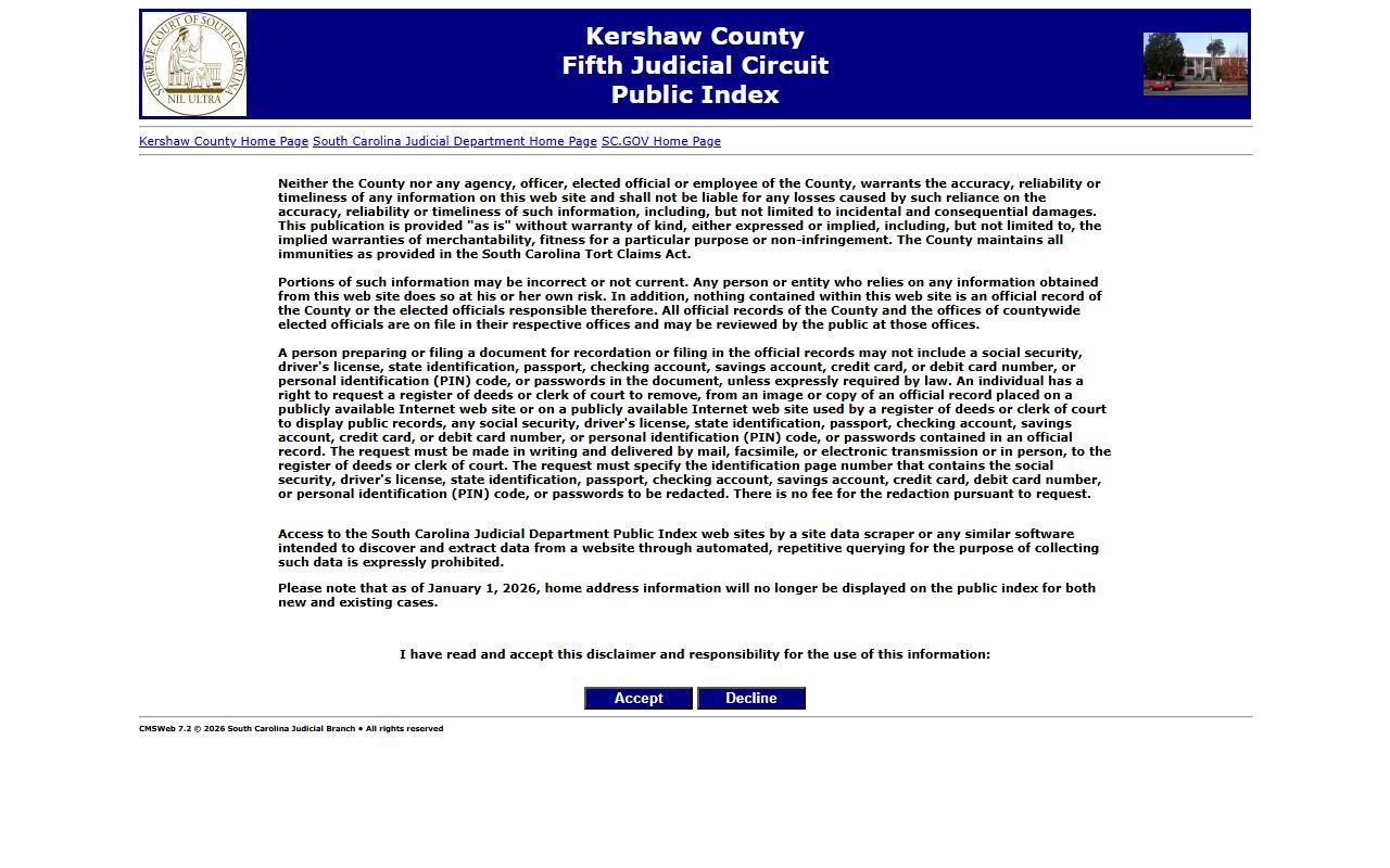 Kershaw County Clerk of Court public records index