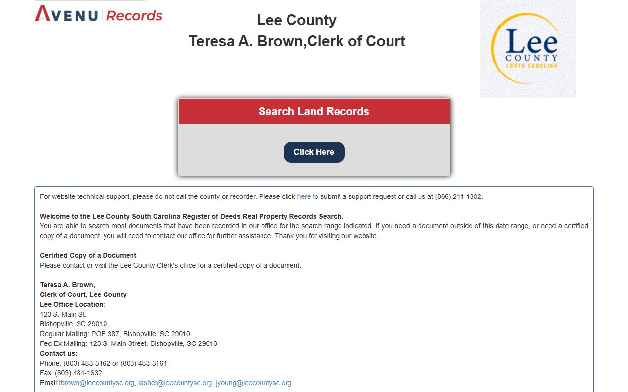 Lee County property records and Register of Deeds