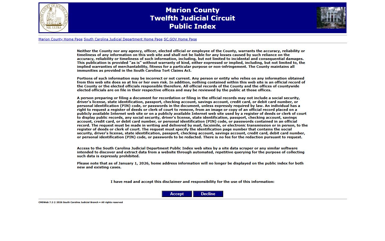 Marion County Clerk of Court public records index