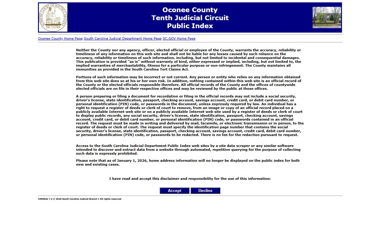 Oconee County clerk of court public records