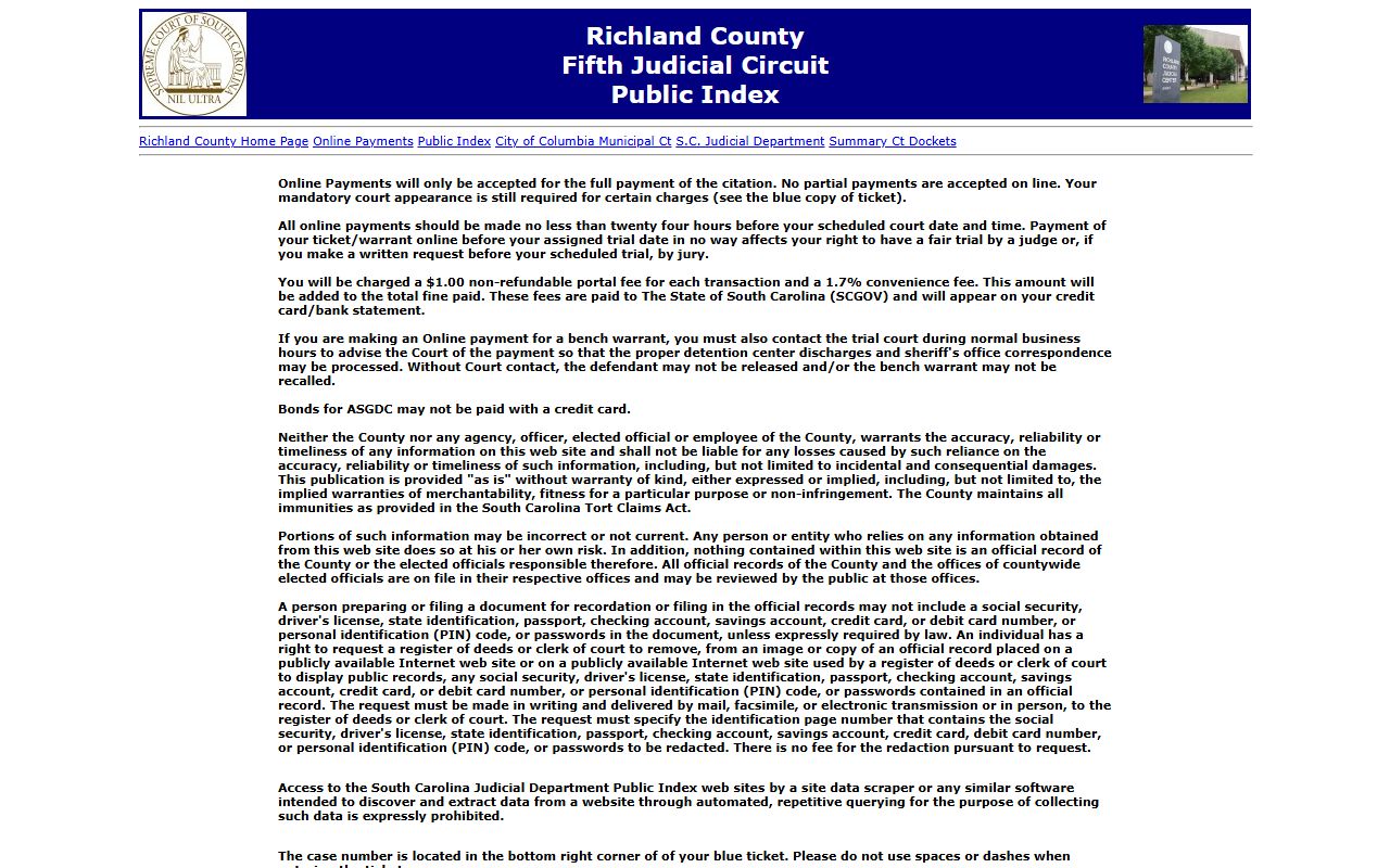 Richland County clerk of court public records