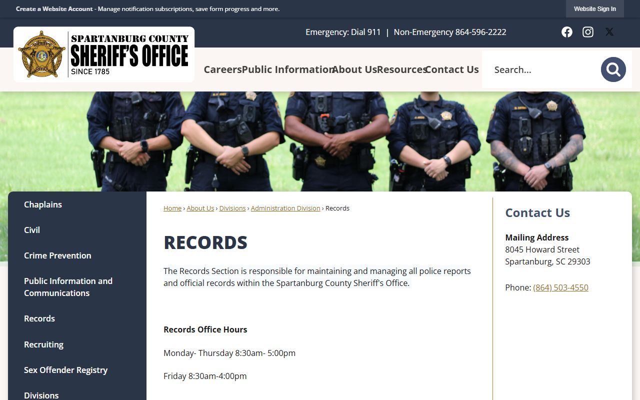 Spartanburg County sheriff records public records